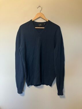 Dunhill Men’s V-Neck Sweater 70% merino 30% Cashmere in Teal Blue